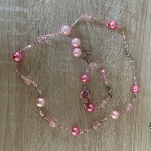 Pink Necklace, Ring & Bracelet Set